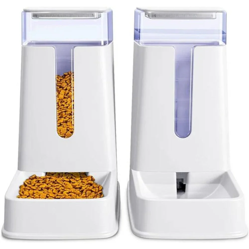 Automatic Cat Feeder and Water Dispenser in Set 2Packs 1 Gallon for Small Medium